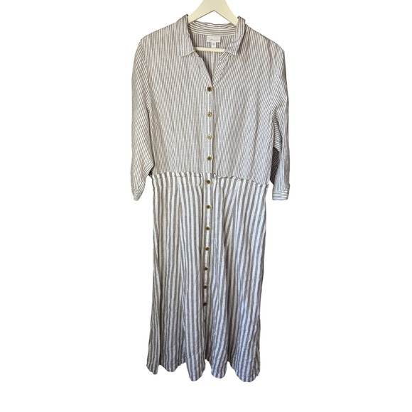 J.Jill Dresses & Skirts - J.Jill Love Linen Stripe Women's Striped Button front Maxi Dress Size L